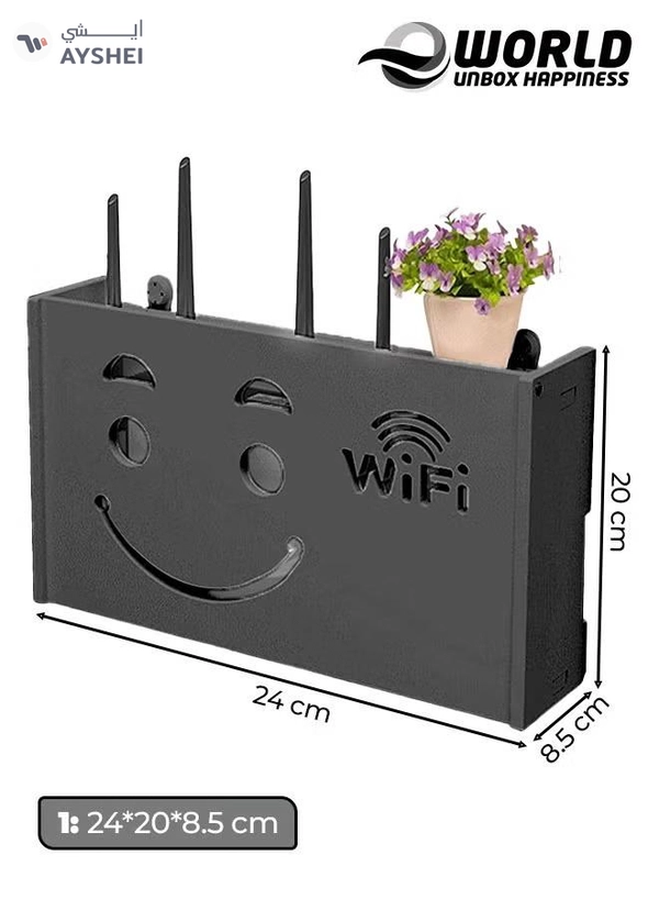 Eworld Stylish Wall-Mounted Router Rack for Wi-Fi Router, Set-Top Box, Light Cat Box, and More