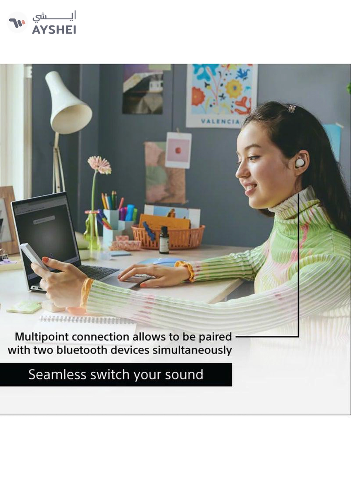Sony WF-C510 Truly Wireless Earbuds, 22 hours battery life, Clearer hands-free calling, Multipoint Connection, Ambient Sound Mode, IPX4 Water Resistance Blue-4-4