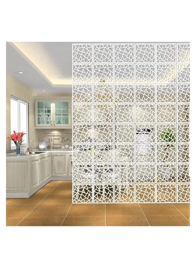 Eworld White Room Dividers with 12 Wood Plastic Hanging Panels for Living Room-2