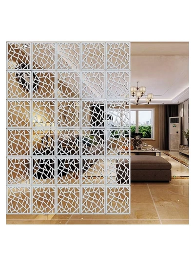Eworld White Room Dividers with 12 Wood Plastic Hanging Panels for Living Room-3