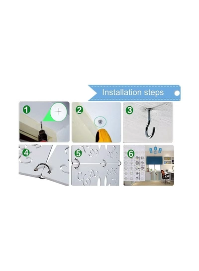 Eworld White Room Dividers with 12 Wood Plastic Hanging Panels for Living Room-5