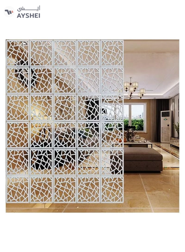 Eworld White Room Dividers with 12 Wood Plastic Hanging Panels for Living Room