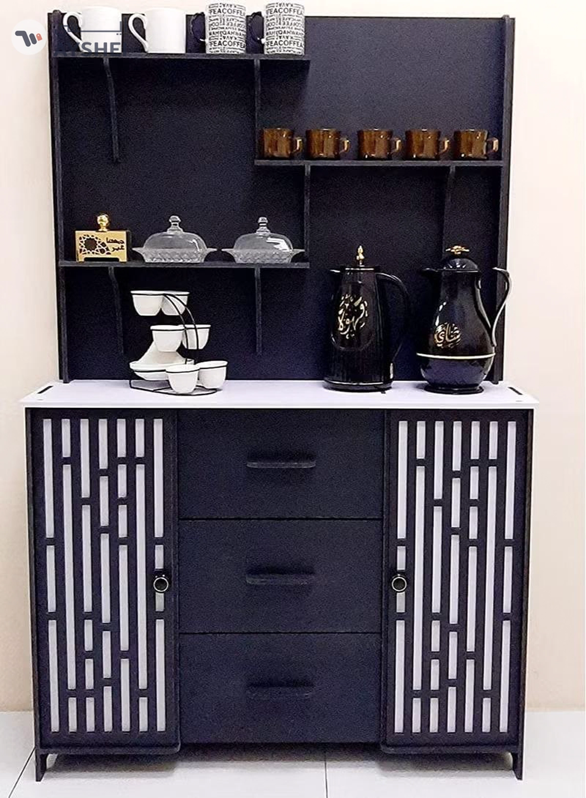 Eworld Large DIY Coffee and Corner Table with Multiple Shelves for Kitchen-2-2