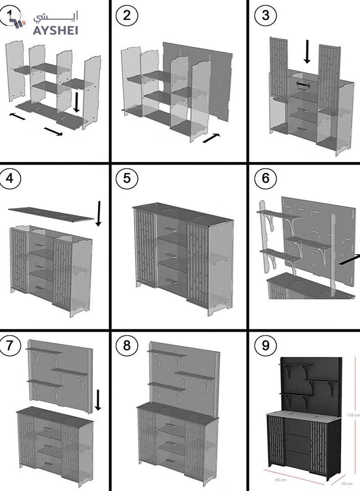 Eworld Large DIY Coffee and Corner Table with Multiple Shelves for Kitchen-4-4