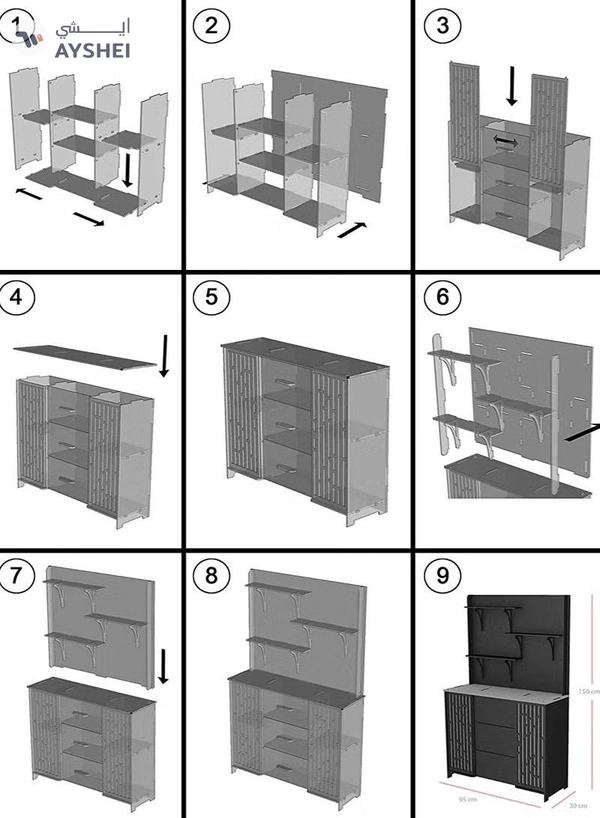 Eworld Large DIY Coffee and Corner Table with Multiple Shelves for Kitchen
