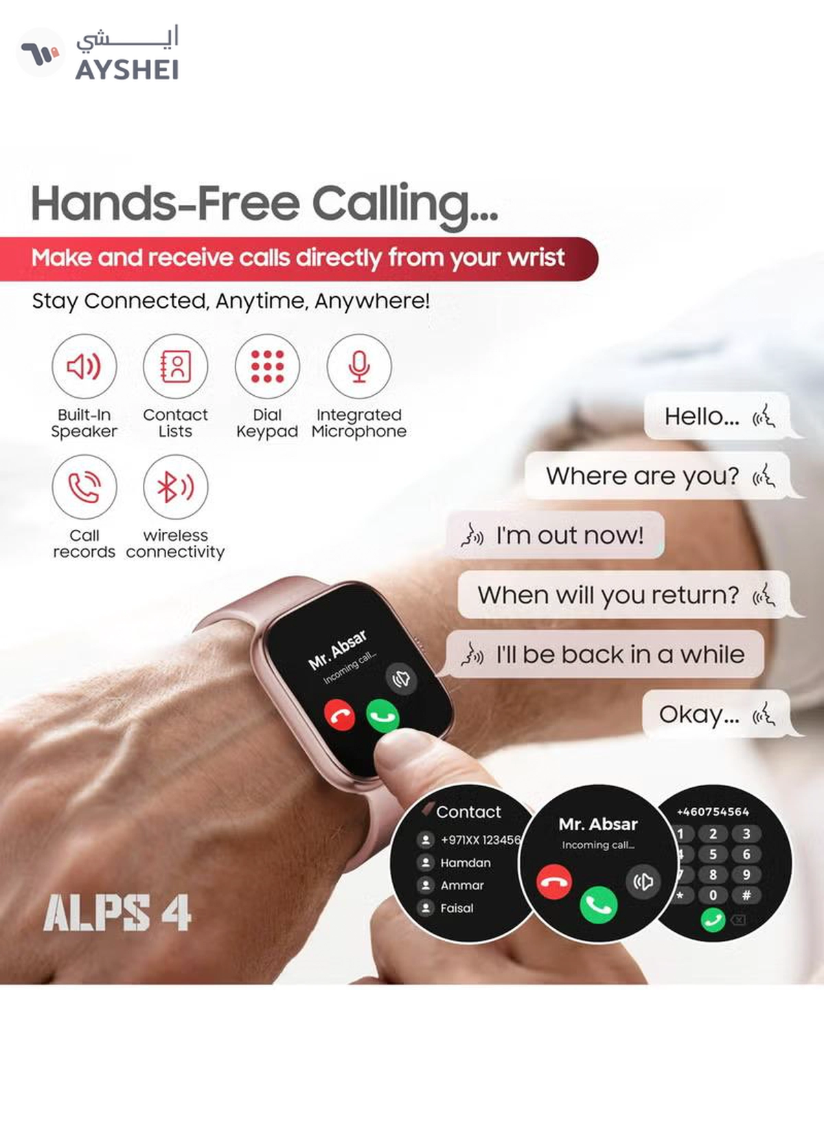 Swiss Military Alps 4 Smartwatch Pink – AMOLED Display, Bluetooth Calling-4-4