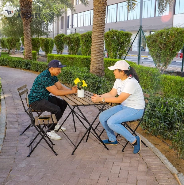 Yatai Decor 5Pcs Patio Bistro Set - Folding Outdoor Wood Chair And Table