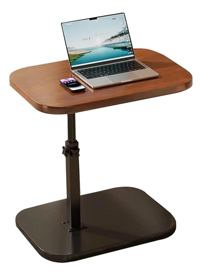 DubaiGallery Adjustable Side Table NAN C-Shaped, Metal Frame MDF Simple Tea for Hotel Famous and Famous Special-Shaped Table, Brown/Black-0