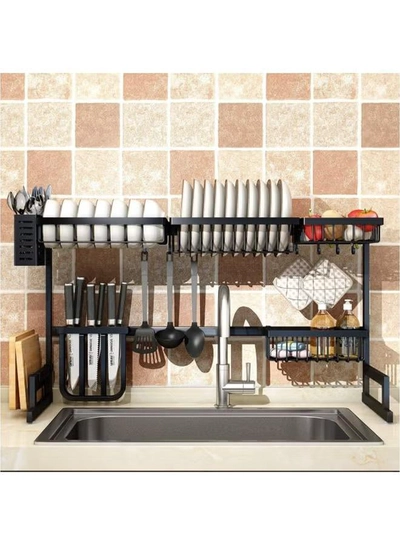 AMERTEER Dish Drying Rack Black 86.5x34x12cm-2
