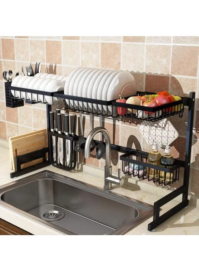 AMERTEER Dish Drying Rack Black 86.5x34x12cm-1