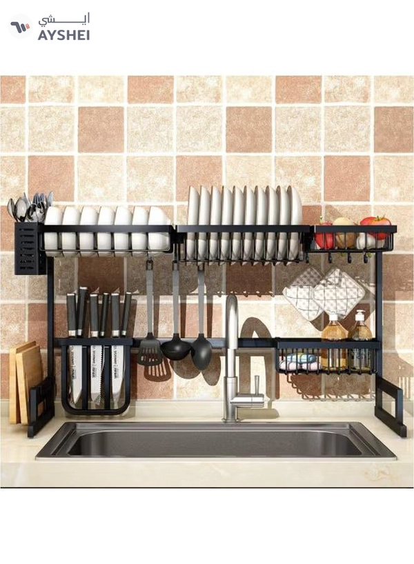 AMERTEER Dish Drying Rack Black 86.5x34x12cm