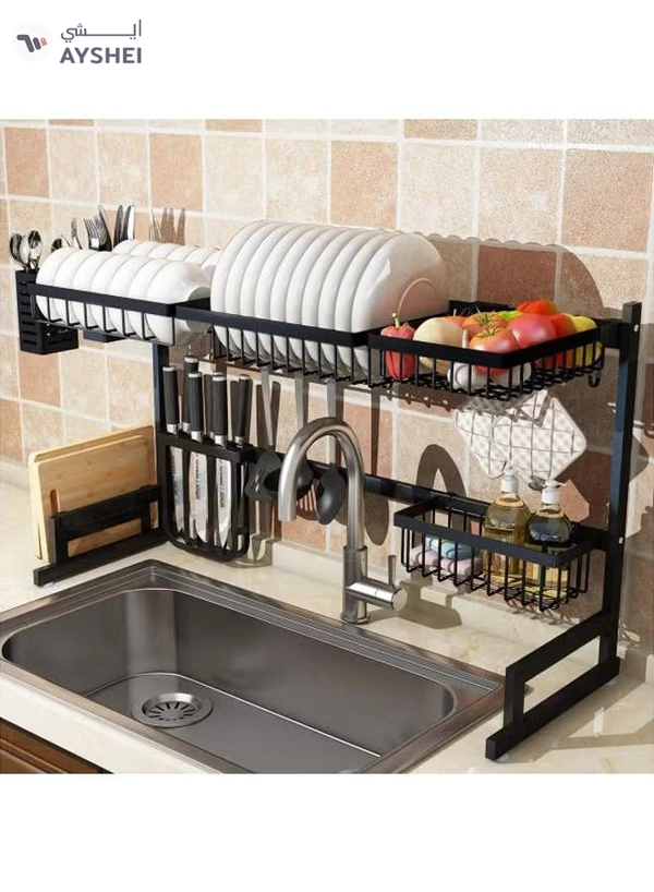 AMERTEER Dish Drying Rack Black 86.5x34x12cm