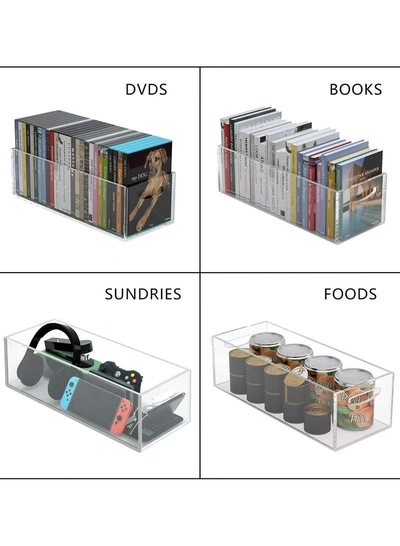 Eworld Clear Storage Box Features an Easy-to-Carry Handle, Open Top Design-3