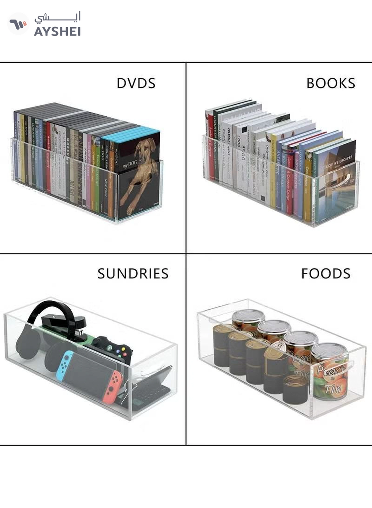 Eworld Clear Storage Box Features an Easy-to-Carry Handle, Open Top Design-3-3