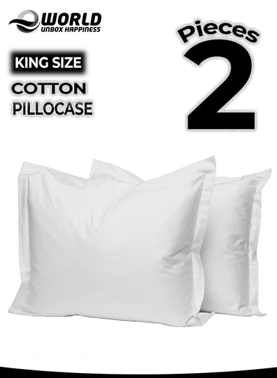 Eworld 2 Piece King Size White Cotton Pillowcases, Featuring 400 Thread Count-0