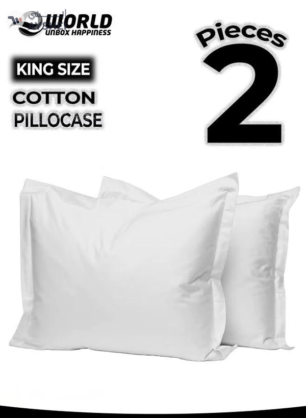 Eworld 2 Piece King Size White Cotton Pillowcases, Featuring 400 Thread Count