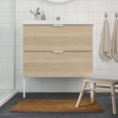 SÖDERSJÖN Brown-Yellow Bath Mat - 50x80 cm | Cozy and Stylish Bathroom Accessory-3