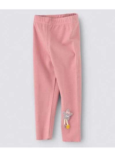  babyqlo Star Applique Detail Mid-Rise Leggings Pink/Grey-2