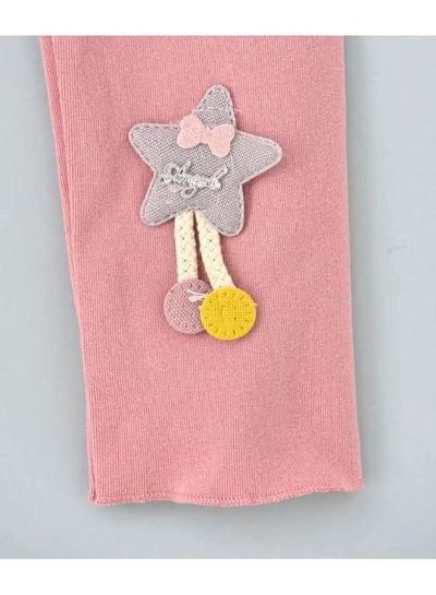  babyqlo Star Applique Detail Mid-Rise Leggings Pink/Grey-3