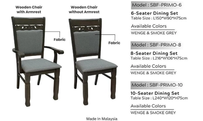 PRIMO Dining Set, 8 Seater, Solid Wood-1