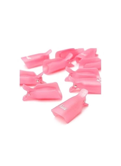 ORiTi 10PC Plastic Acrylic Nail Art Soak Off Cap Clip UV Gel Polish Remover Wrap Tool (PINK)-3