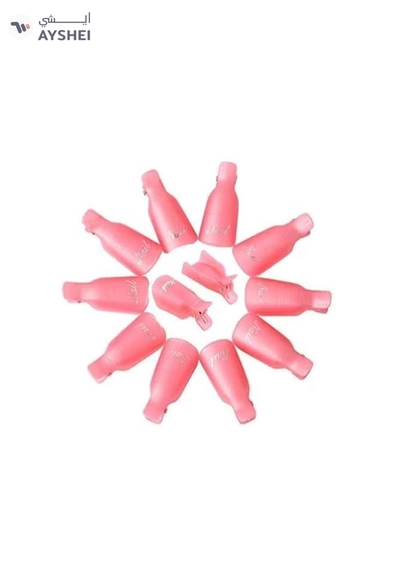 ORiTi 10PC Plastic Acrylic Nail Art Soak Off Cap Clip UV Gel Polish Remover Wrap Tool (PINK)