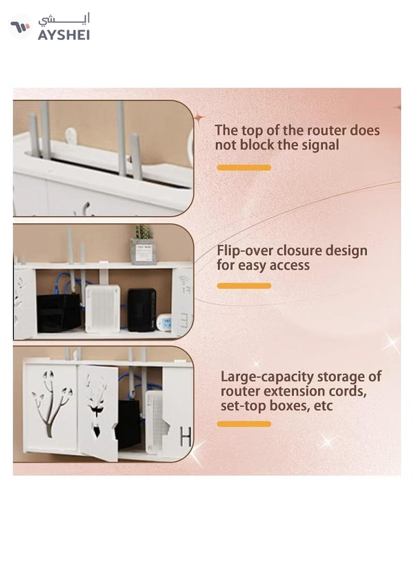 Eworld Stylish Wall-Mounted Router Rack for Wi-Fi Router