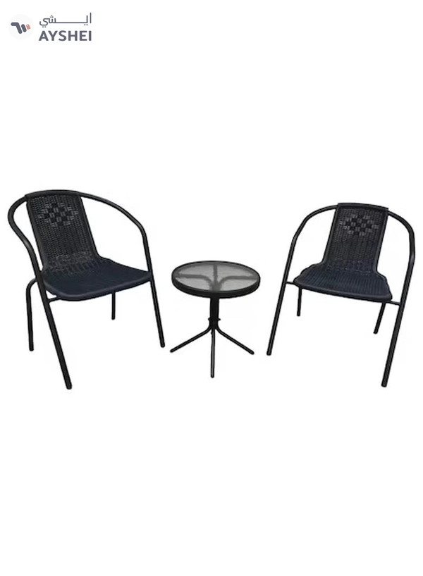 DubaiGallery Garden Patio Seating Chair and Table Set Outdoor Balcony Garden Coffee Table Set Furniture with 1 Table and 2 Chairs Set