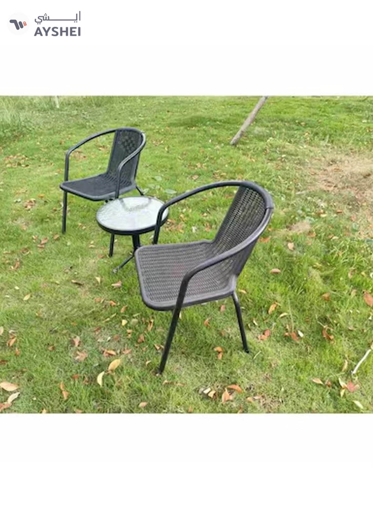DubaiGallery Garden Patio Seating Chair and Table Set Outdoor Balcony Garden Coffee Table Set Furniture with 1 Table and 2 Chairs Set-1-1