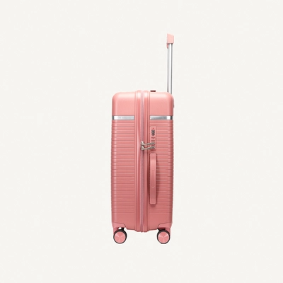 British Traveller 3-Piece Polypropylene Luggage Set | 20”, 24”, 28” Lightweight Suitcases with 360° Spinner Wheels, TSA Lock, Water & Scratch Resistant | Durable Hard Shell Trolley Bags with Telescopic Handle - Pink-1