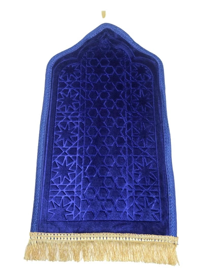 Yuwell Kids Prayer Mat Embossed Prayer Mat Anti-Slip Velvet Top Islamic Prayer Mat Sajadah Mat Prayer Rug Salah Mat For Kids Eid Gifts And Ramadan Gifts 60X35CM Blue-1