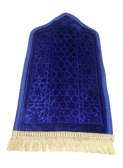 Yuwell Kids Prayer Mat Embossed Prayer Mat Anti-Slip Velvet Top Islamic Prayer Mat Sajadah Mat Prayer Rug Salah Mat For Kids Eid Gifts And Ramadan Gifts 60X35CM Blue-0