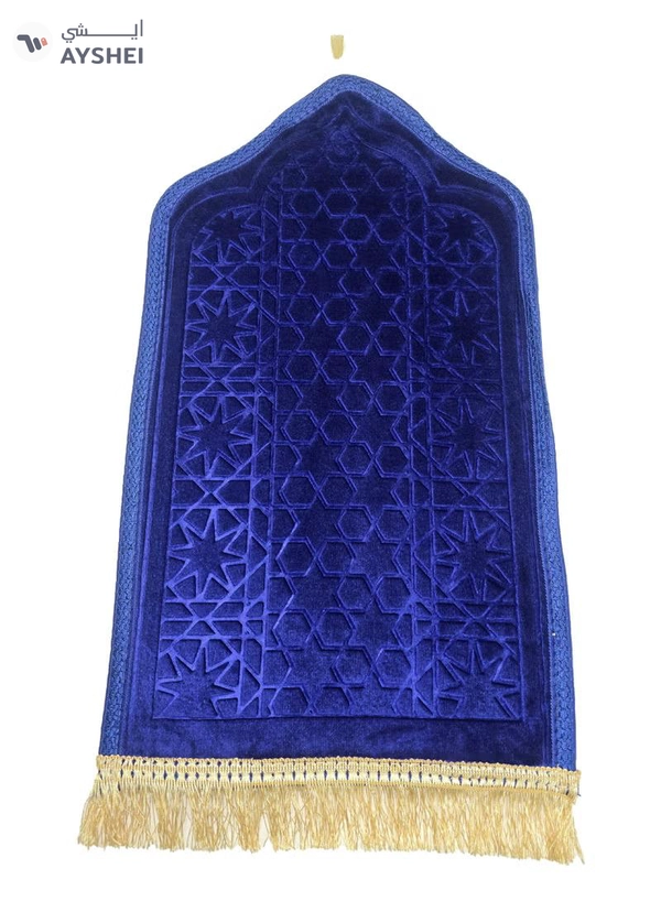 Yuwell Kids Prayer Mat Embossed Prayer Mat Anti-Slip Velvet Top Islamic Prayer Mat Sajadah Mat Prayer Rug Salah Mat For Kids Eid Gifts And Ramadan Gifts 60X35CM Blue