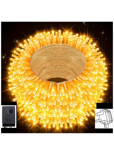 Yuwell 16 Meter 250 LED String Lights Decoration Lights Warm White Light 8 Modes Led Light Clear Wire For Home Decorations Ramadan Lights Indoor & Outdoor Decoration Ramadan Decoration Light Diwali Lights Curtain Lights With 3-Pin UK Plug-0
