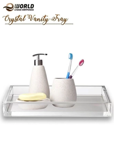 Eworld Acrylic Decorative Tray Modern Minimalist Valet Organizer for Bedside and Bathroom use-0