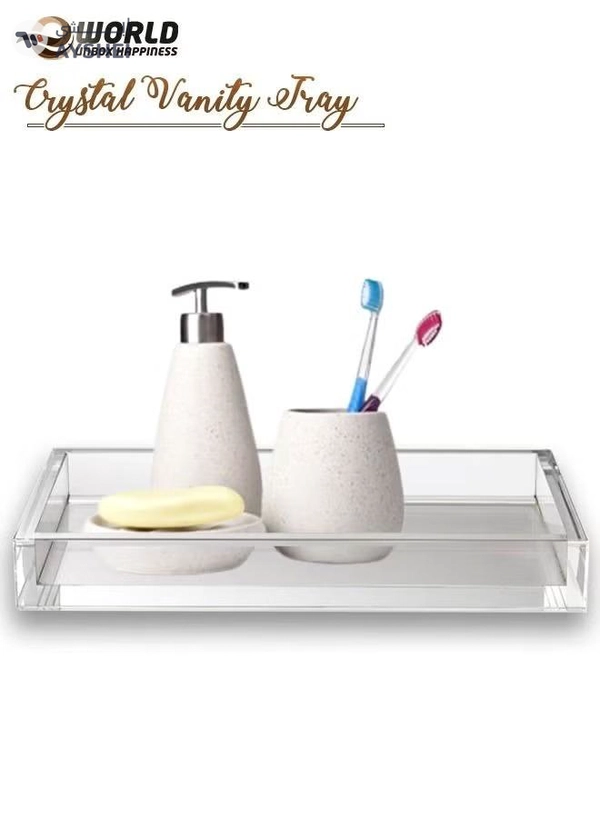 Eworld Acrylic Decorative Tray Modern Minimalist Valet Organizer for Bedside and Bathroom use