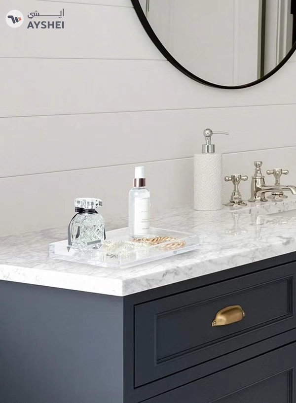 Eworld Acrylic Decorative Tray Modern Minimalist Valet Organizer for Bedside and Bathroom use