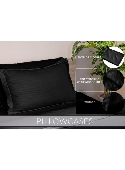 Eworld 6-Piece Premium King Size Bedding Set, Black Striped Design-3