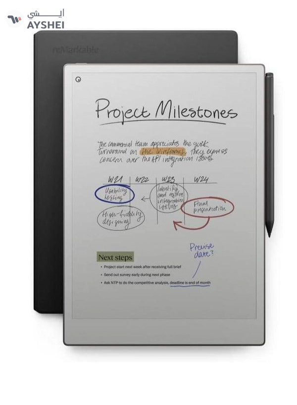 reMarkable Paper Pro Tablet 11.8-inch & Marker Plus Pen with Eraser and a Book Folio Cover in Black Leather