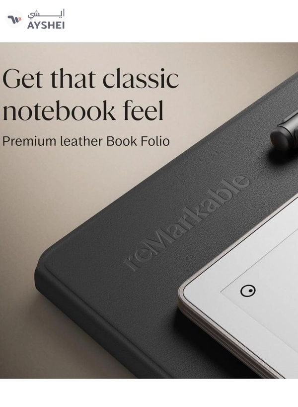 reMarkable Paper Pro Tablet 11.8-inch & Marker Plus Pen with Eraser and a Book Folio Cover in Black Leather