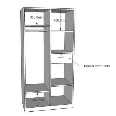 Wardrobe: 2 Door, With customized layout options and Mirror-1