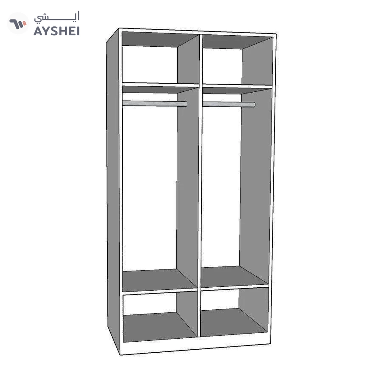 Wardrobe: 2 Door, With customized layout options and Mirror-4-4
