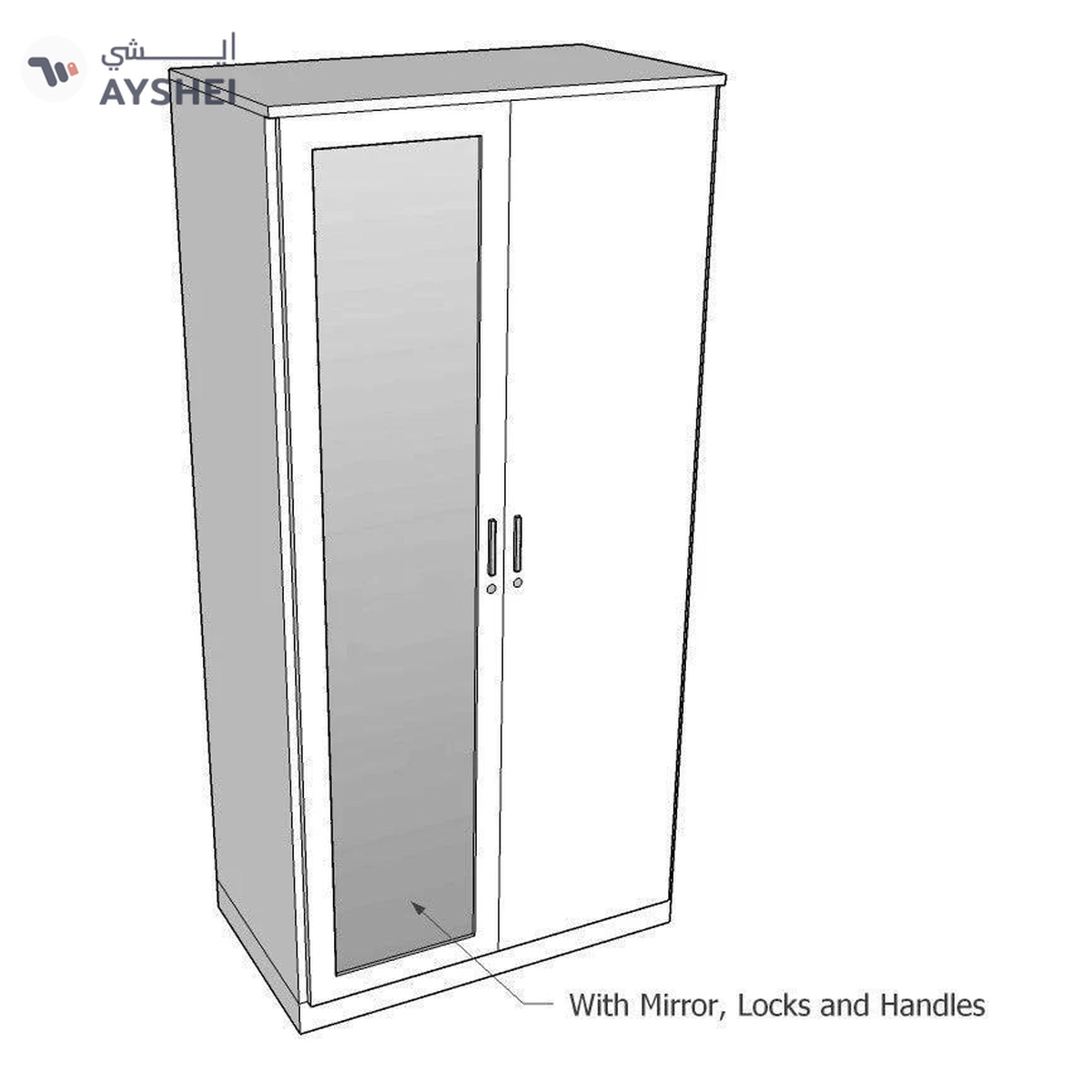 Wardrobe: 2 Door, With customized layout options and Mirror-3-3