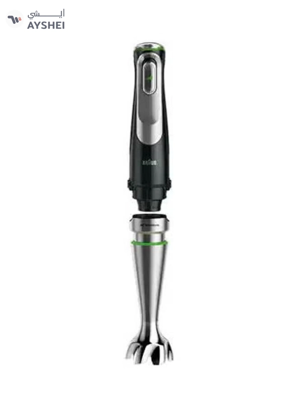 BRAUN hand Blender, Multi quick 9, 2L Food Processor, 600ml Beaker, 500ml Chopper, Whisk, Potato Masher, Stainless Steel Shaft, Splash Control, MQ9187XLI Black-Silver