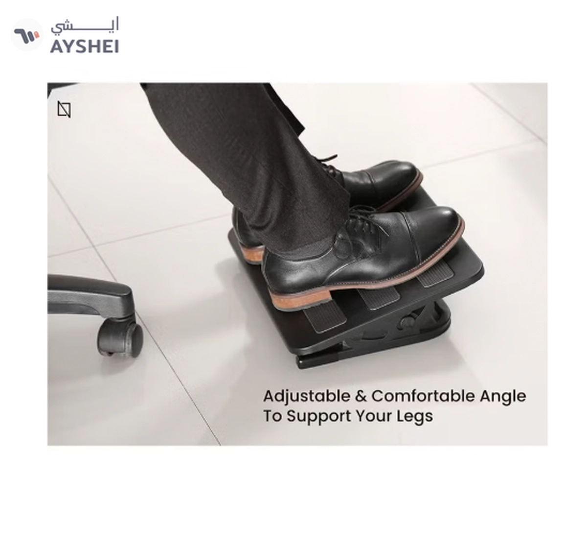Navodesk Premium Ergonomic Footrest with Tilt Function & Non-Skid Surface (Black)-3-3