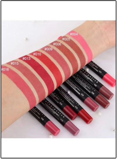 DNM 8Pcs Nude Pink Beige Ruby Rose Red Brown Mauve Matte Lipstick and Lip Crayon -3
