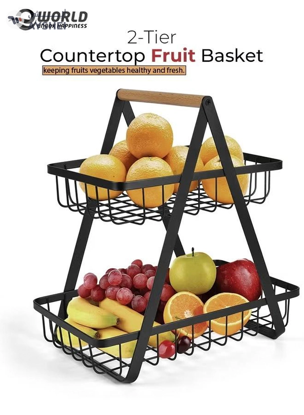Eworld Kitchen Countertop Display Stand, 2-Tier Rack for Fruits and Vegetables Storage