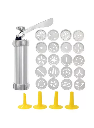 Premium Aluminum Biscuit Maker Cookie Press with 20 Cookie Discs, Manual Cookie Making Machine for Homemade Biscuits and Pastries, Strong Rust Proof Construction, Easy to Use Design for Creative Home Baking-5