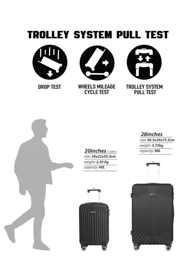 PARAJOHN Winso large Size Lightweight ABS Hardside Spinner Luggage Trolley -28 Inch | Carrying 30KG 4-Wheel Hardshell Suitcase-Black-3