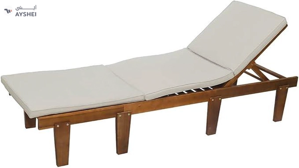 YATAI Decor Solid Acacia Wood Adjustable Sun Lounger – Weather-Resistant
